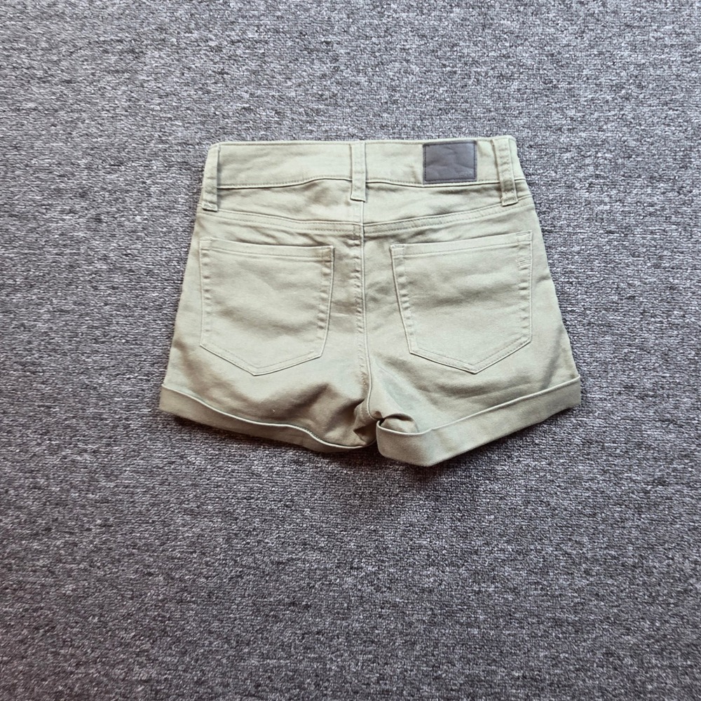 Aero High Rise Midi Shorts Womens 00 Green Seriously Stretchy Summer Cuffed - Picture 8 of 9